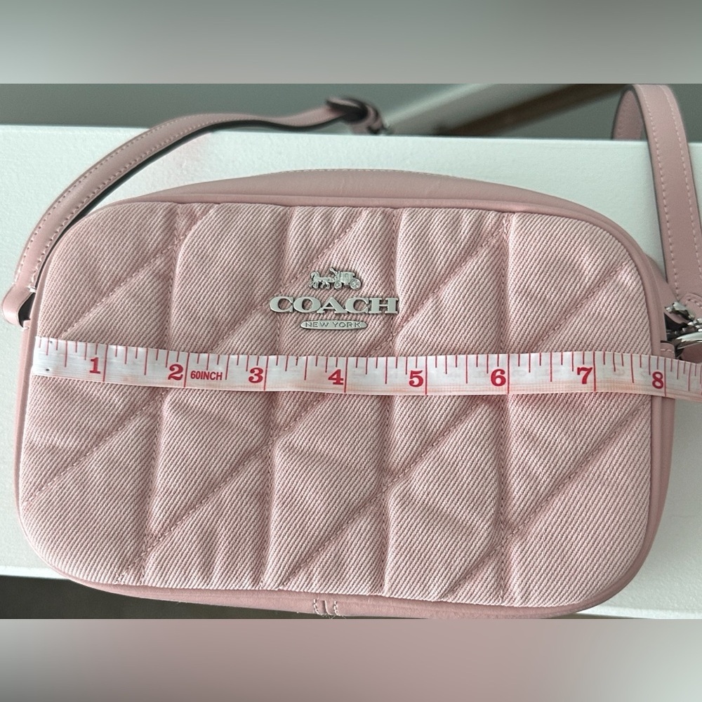 Coach Quilted Denim Crossbody and Matching Card Case in Pale Pink - Picture 5 of 7